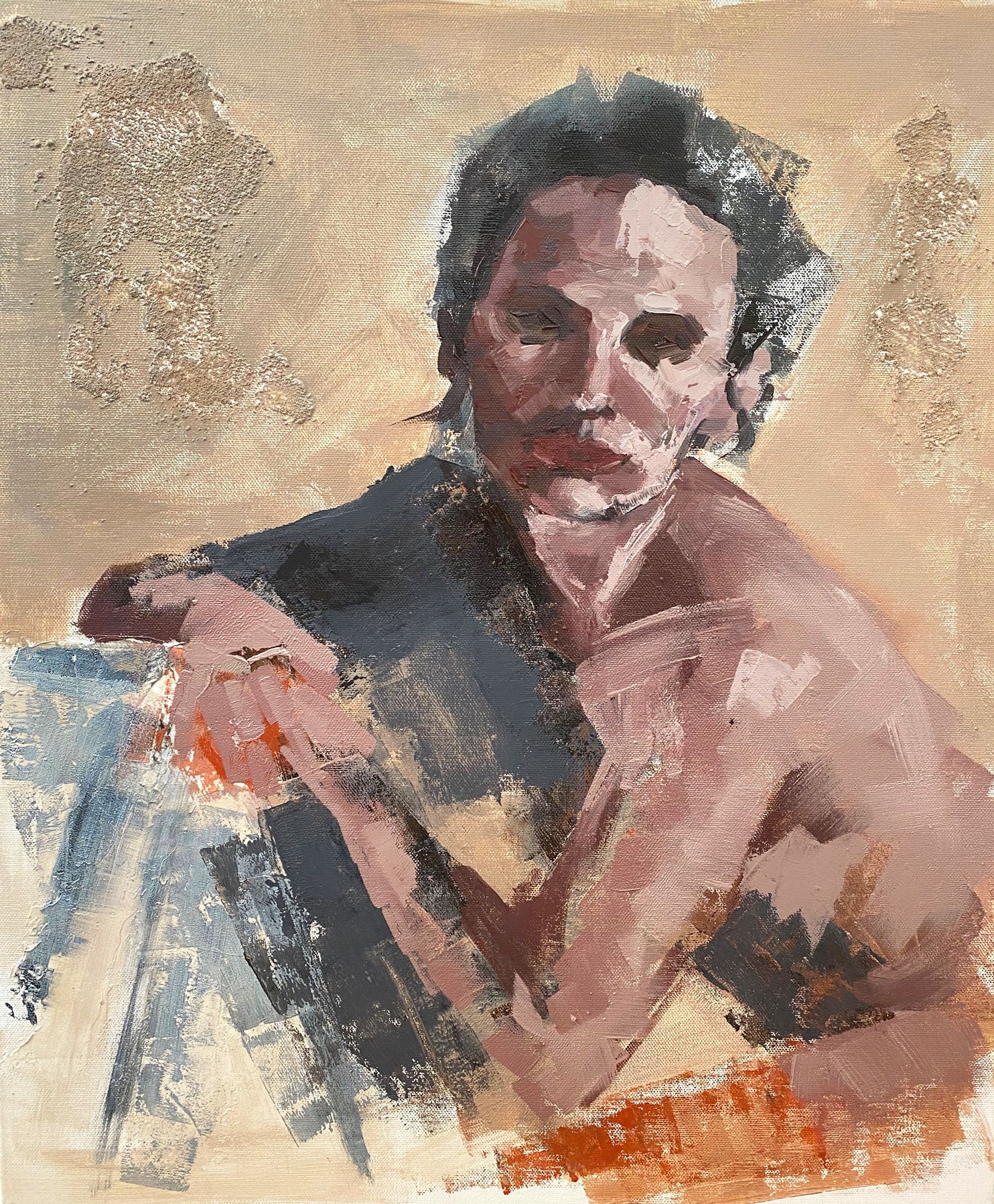 Figurative abstract painting with bold brushstrokes by Blanka Adamus.